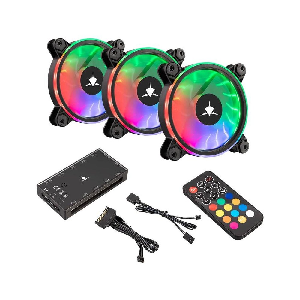 Ventilátor White Shark Nebula 2 Black, ARGB, 120 mm, 3 ks