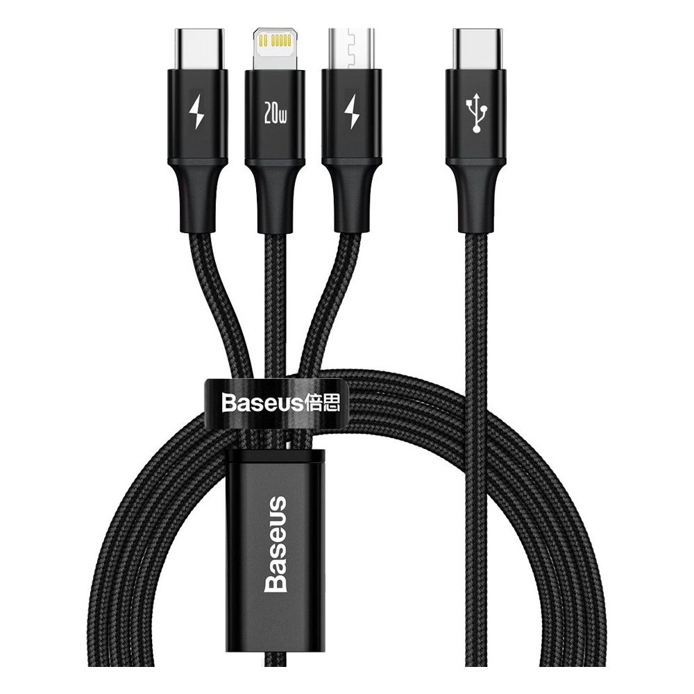 Baseus Rapid Series 3v1 USB-C, Lightning, USB-C 1,5 m černý